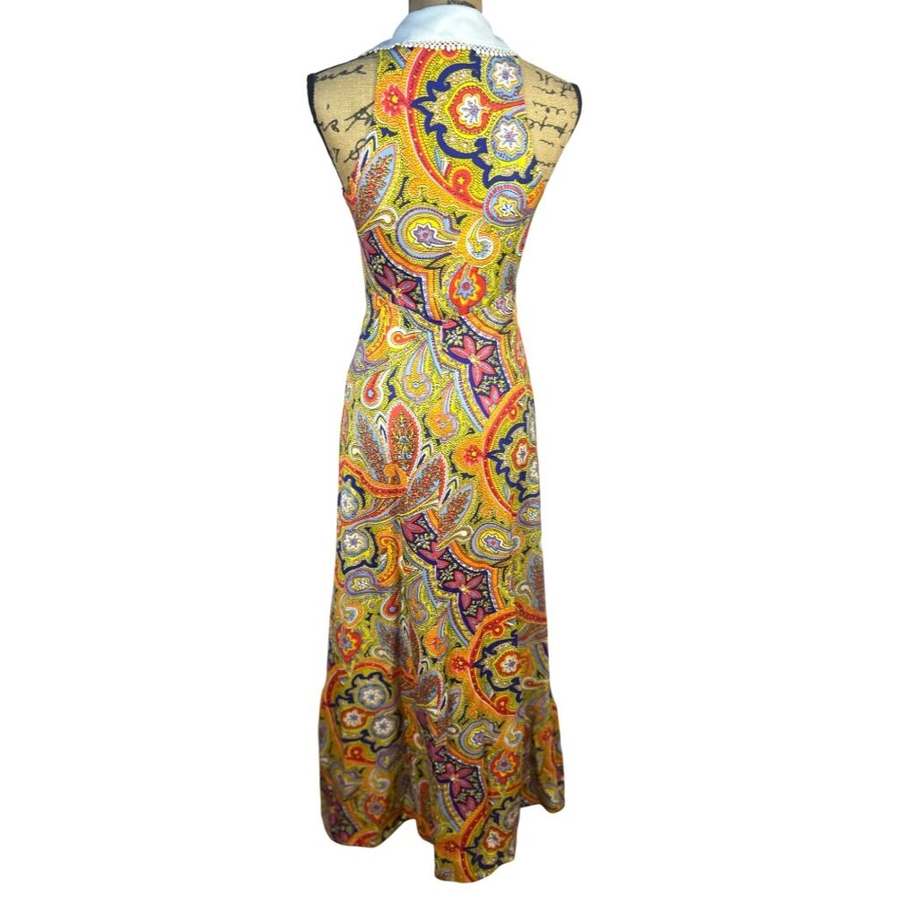 60’s Maxi Dress Hippie Boho Sz.11 (made small) Retro Flower Power Union Made - Picture 8 of 13
